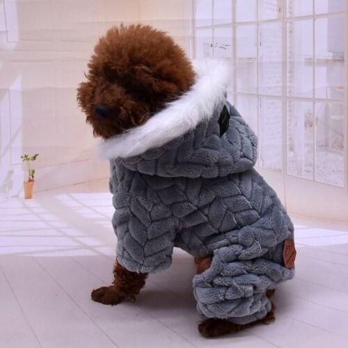 Warm Hooded Puppy Parkas Down Solid Color Small Dog Hoodie Coat Winter Clothes for Teddy Chihuahua Corgi