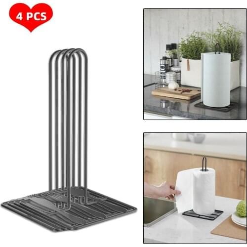 4pcs Black Roll Paper Holder Vertical Tissue Rack For Kitchen Bedroom Dining Room Living Room Toilet Accessories Shelf Storage