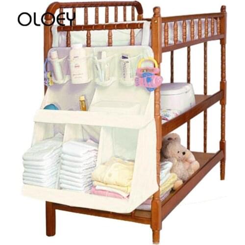 OLOEY Baby Crib Bed Waterproof Hang Bag Children Bedding Bedside Organizer Cloth Bag Newborn Baby Diapers Organizer Portable Set