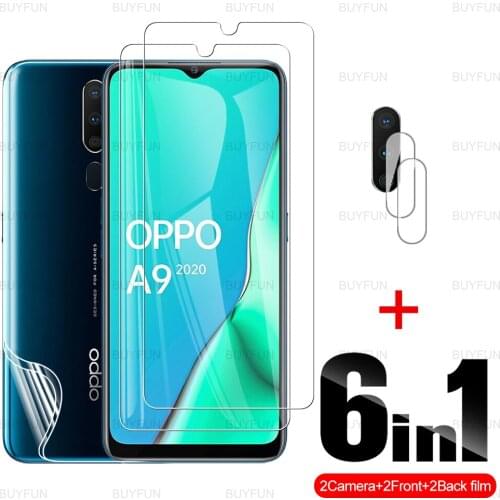 For OPPO A9 2020 6.5inch 6in1 HD Front Tempered Glass Back Hydrogel Soft Film for oppo appo A9 A5 2020 camera lens safety film
