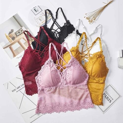 Women\s Wireless Lace Tube Tops Bra Soft Brassiere Lace Beauty Back Underwear Lingerie Bra