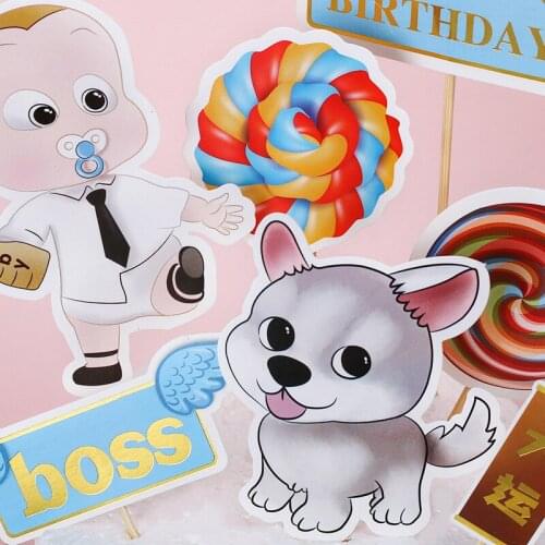 1set Cute Dog Baby Lollipop Cake Toppers Decoration For Birthday Party Cake Picks Pet Themed Party For Wedding Baby Shower