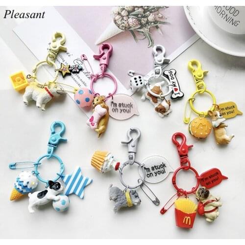 10pcs/set of 2020 Creative Cartoon Puppy Keychain Cute Panda Piglet Doll Car Key Ring Female Bag Decoration Car Pendant