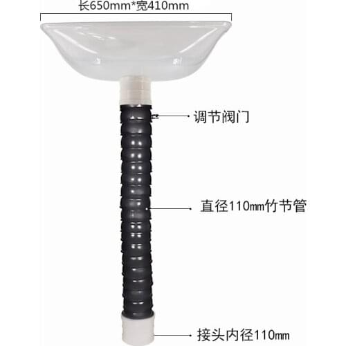 110/160mm Industrial Welding Fume Arms POM Flexible Smoke Exhaust Ventilator Pipe with Rectangle Hood Semitransparent 650*410mm