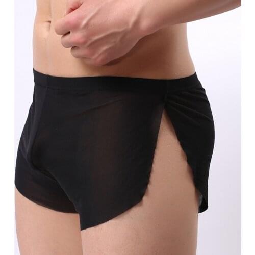 2018 Hot Selling Men Underwear Transparent Net Mesh Bikini boxers Underwear Bulge Underpants low Waist boxers Sexy Lingerie Gift