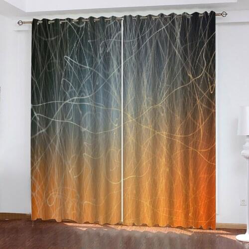 3D Curtain Printing Blockout Polyester Photo Drapes Fabric For Room Bedroom Window Yellow lines Décor Decoration curtains