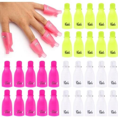 10PCS Plastic Nail Art Soak Off Cap Clip UV Gel Polish Remover Wrap Tool Fingers Fluid for Removal of Varnish Nail Tool LEND136