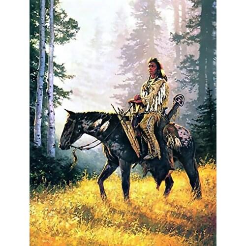 5D DIY diamond painting Indians riding horses Full Square/Round diamond Embroidery Rhinestone Cross stitch mosaic Decor gift