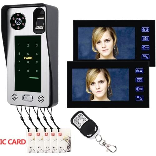 7inch Fingerprint IC Card Wired Video Door Phone Intercom 1000TVL IR Camera Unlock Visual Intercom Doorbell