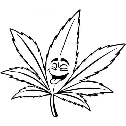 Car Sticker Smile Weed Face Fashion Bumper Window PVC Decal Decorative Car Sticker Waterproof Sunscreen Black/white,17cm*15cm