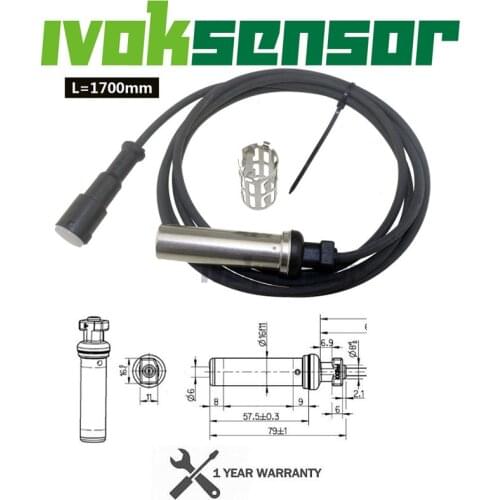 ABS Wheel Speed Sensor L=1700mm For Volvo Scania Trucks FH12 FH16 FL6 FM7 FM9 FM10 FM12 VAH VHD VN VT 20390737 3988330 1934574