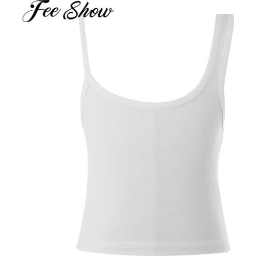 Kids Girls Stretchy Pure Color Asymmetrical Slant Shoulder Straps Crop Vest Tops Soft Breathable Sports Dancing Tops Casual Wear