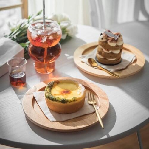 Oak cake dessert plate round wooden bread dinner plate ins swing tray shooting props plate set dinner set plates and dishes