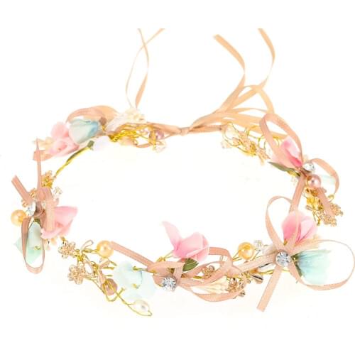 Handmade Flower Headbands Bridal Wreath Wedding Hair Accessories Flower Girl Headwear Headpiece Party Forehead Hair Jewelry Gift