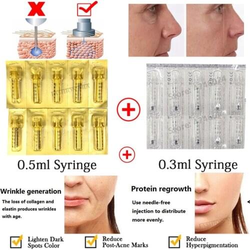 0.3ML&0.5ML Needle Atomizer Ampoule Head Wrinkle Removal Lip Filler Water Syringe For High Pressure Mesotherapy Hyaluronic Pen