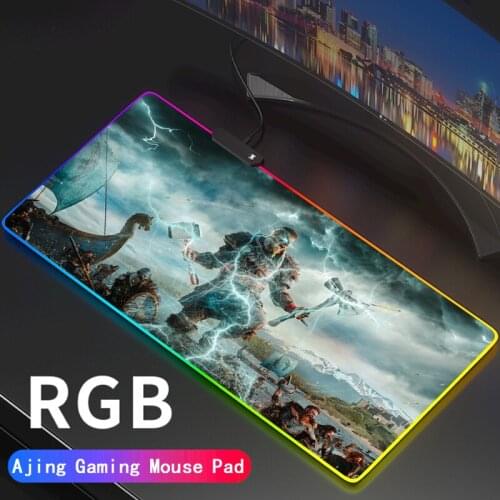 Custom DIY Pattern RGB Assassins Creed Gaming Glow Mouse Pad Gamer Mousepad LED Light USB Wired Non-Slip Mause Mice