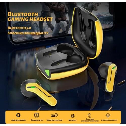 Gaming Wireless Earbuds TWS Bluetooth 5.0 Headphone with Mic Stereo Bass Sports Waterproof Wireless Headset Earbuds Gamer