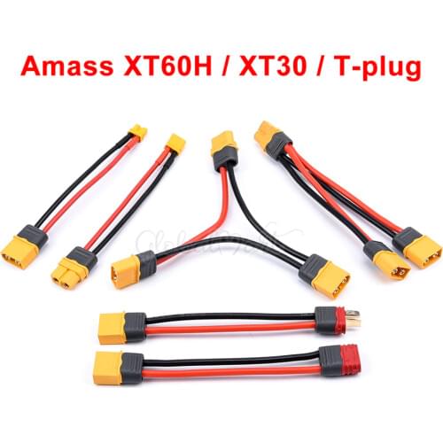 Amass Cable XT60 XT60H Male Plug to Female T Plug / XT30 Connector 14AWG 16AWG for RC Model Drone Adapter Wirings Spare Parts