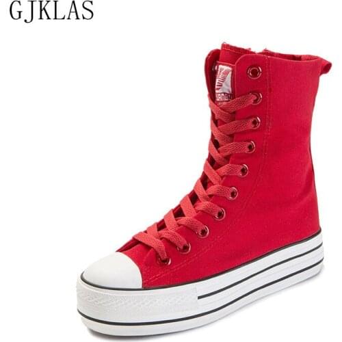 High Top Sneakers Canvas Platform Shoes Women Fashion Casuales Vulcanize Shoes Woman Chunky Sneakers Platforms Ladies Shoes