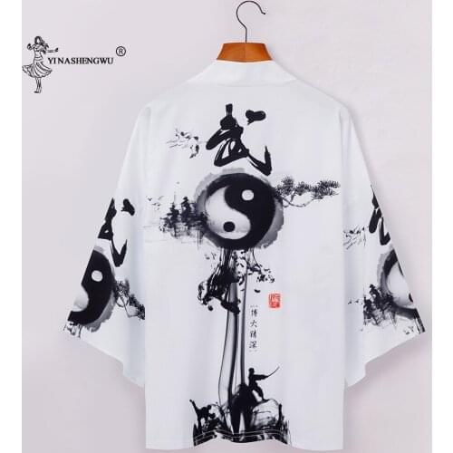 Men Women Samurai Kimonos Japanese Clothing Cardigan Blouse Yukata Haori Loose Robe Beach Top Shirt Asian Traditional Costumes