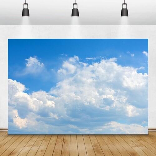 Laeacco Blue Sky White Cloud Heaven Room Decro Portrait Photographic Backdrop Photographic Background Photocall Photo Studio