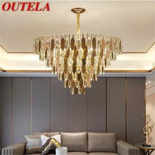 OUTELA Chandelier Fixtures Postmodern Crystal Pendant Lamp Light Home LED for Dining Living Room Decoration