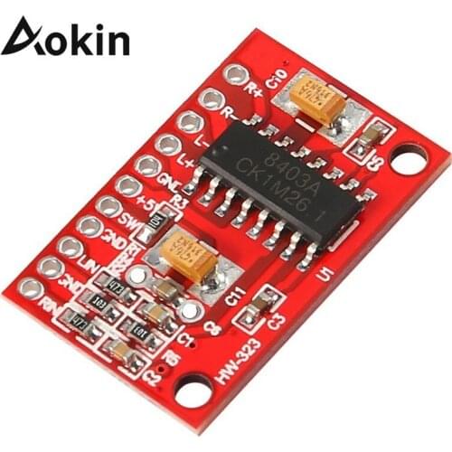 Aokin PAM8403 Amplifier Module Digital Power Amplifier Board Mini Class D 2 Channel 3W+3W USB Power Supply