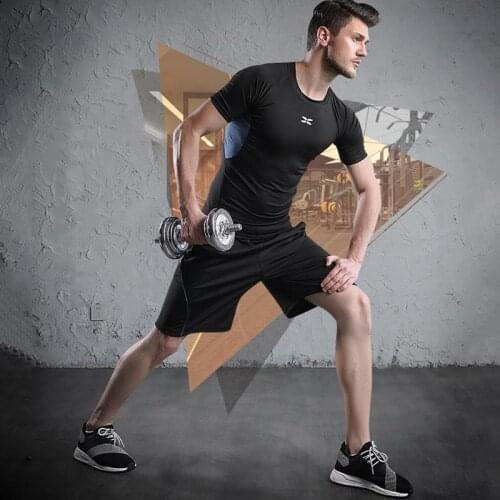 Mens tight short sleeve sportswear fitness running short sleeve breathable thin short sleeve