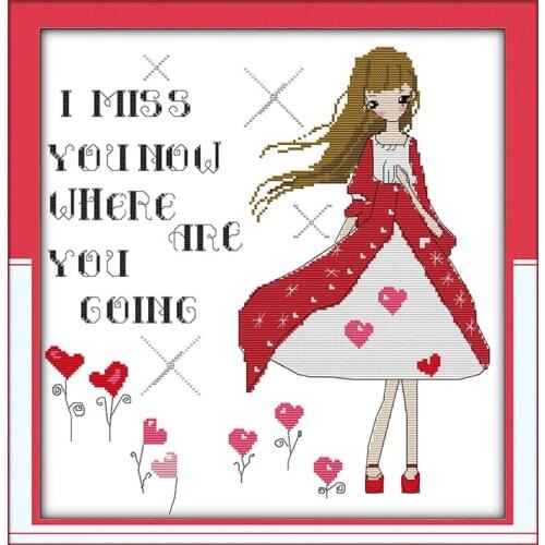 Missing cross stitch kit cartoon 14ct 11ct count print canvas stitching embroidery DIY handmade needlework