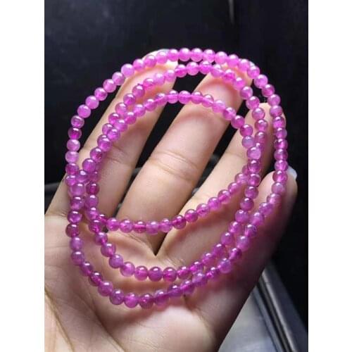 Genuine Natural Pink Tourmaline Crystal Clear Round Beads Bracelet Red Beads For Women Men 4mm From Brazil AAAAA