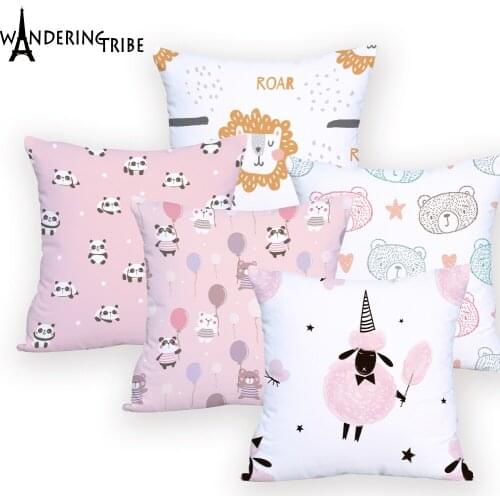 Cartoon Animal Cushion Covers Colorful Bed Comfortable Cushions Cover Flamingo Panda Dinosaur Throw Pillow Couch Relax
