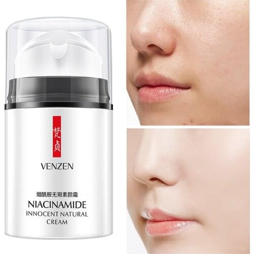 Niacinamide Flawless Face Cream Refreshing Moisturizing Facial Primer Even Skin Tone, Whitening Natural Base Makeup Cream 50g