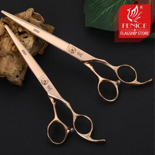Fenice 7/7.5 inch professional pet grooming scissors for dogs cutting scissors gold color pet scissors grooming shears