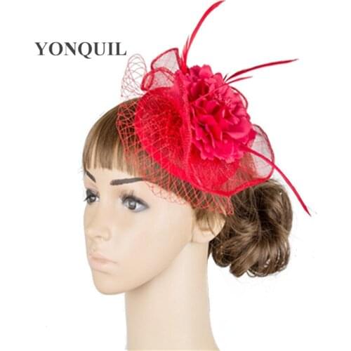 17 Colors Charming Sinamay Silk Flower Fascinator Veils Hats Elegant Women Wedding Headpiece Occasion Hair Accessoires TMYQ030