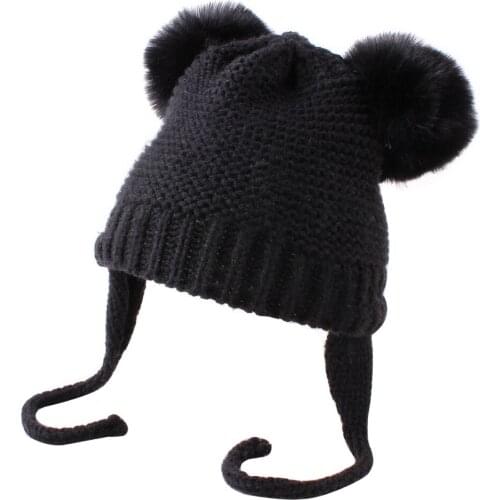 0-4Y Children Toddler Infant Hats Solid Kids Baby Girl Boys Pompom Cute Cap Knitted Soft Beanie Cap Winter Warm Accessories
