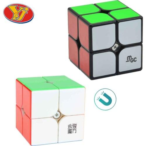 Professional YJ MGC2 YuPo M 2x2x2 Magnetic Cube 50mm YongJun 2x2 MGC educational Stickers sticker Magic Cube baby kids toys