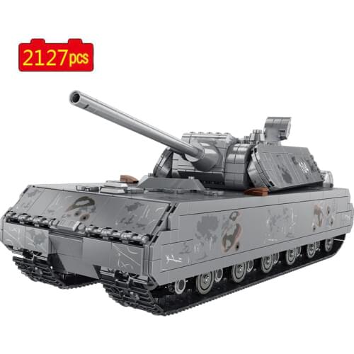 Military Series World War II Army Panzerkampfwagen VIII Maus Tank DIY Model Building Blocks Bricks Toys Gifts
