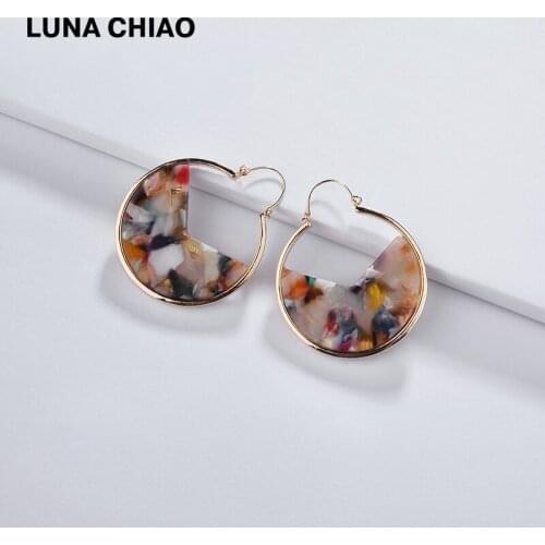LUNA CHIAO Women Fashion Bijoux Accessory Drop Earring Geometric Round Acetate Resin Big Hyberbole Statement Earrings Jewelry