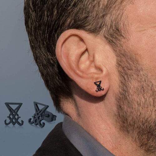 Sigil Of Lucifer Earrings Satanic Symbol Seal Of Satan Baphomet Demon Nu Goth Gothic Dark Occult Esoteric Pagan Wicca