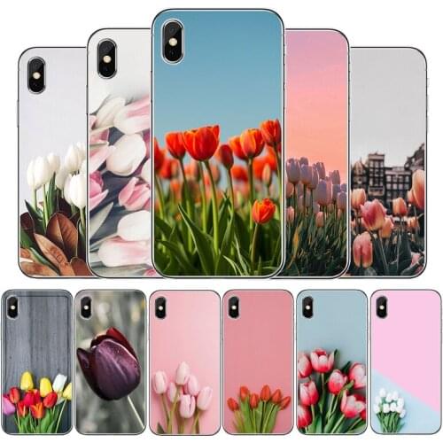 Tulip flower Silicone phone case For iphone 12 11Pro Max 11 XR XS Max X 8 7 6 6S Plus 5 5S SE 2020 Back Cover Shell