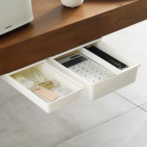Desk Drawer Hidden Drawer Desktop Storage Pen Slide Out Pull Out Organizer Adhesive Storage Stick on Shelf Set for Office Room