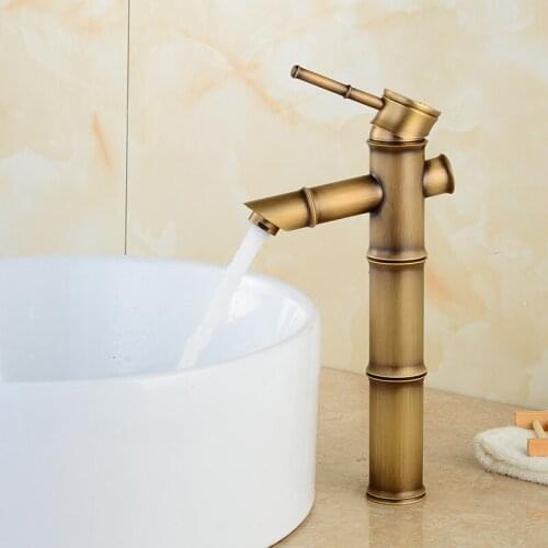 Basin Faucets Antique Brass Single Handle Deck Mounted Bathroom Basin Mixer Tap Cold Hot Water Sink Mixer Taps