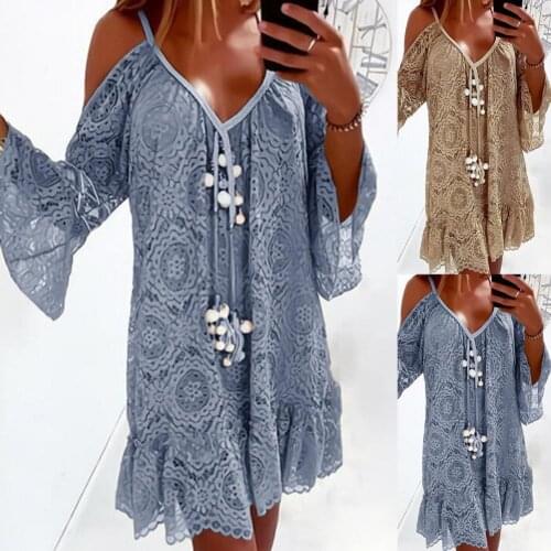 Loose Sweet Ladies 3/4 Flared Sleeve Dress 2 Colors Dress Suspenders for Outdoor