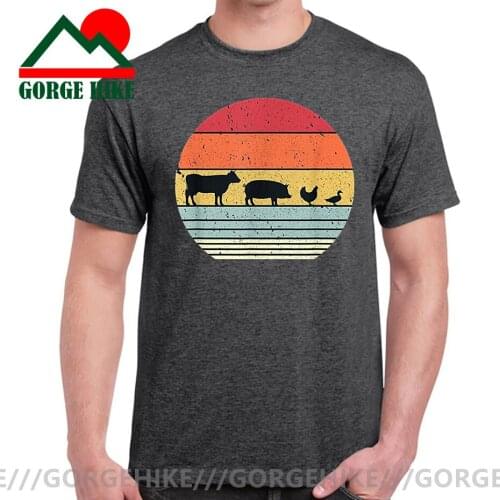 Vintage Farm Animals Shirt Retro Cow Pig Chicken Duck T-shirt USA Urban Brand Farmer Birthday Gift Tee shirt Humor Tops T shirts