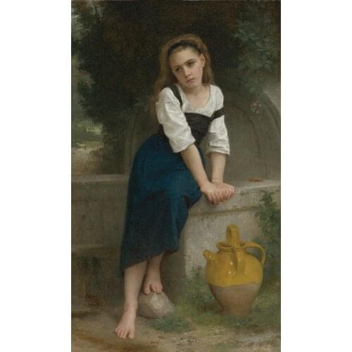 Handmade Oil painting reproduction Orpheline a la fontaine by William Bouguereau