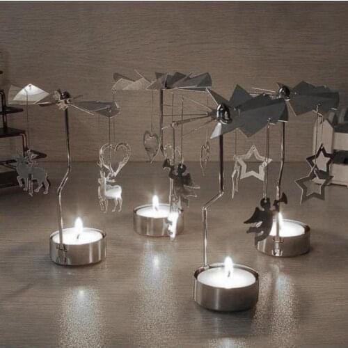 Rotating Metal Candlestick Candle Holder Christmas Holiday Home Decor