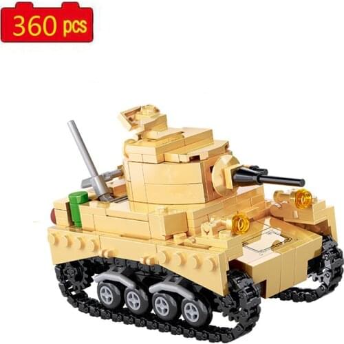WW2 Military Series World War II Army Light Tank Armored Vehicle Artillery Accessories MOC Model Building Blocks Toys Gifts