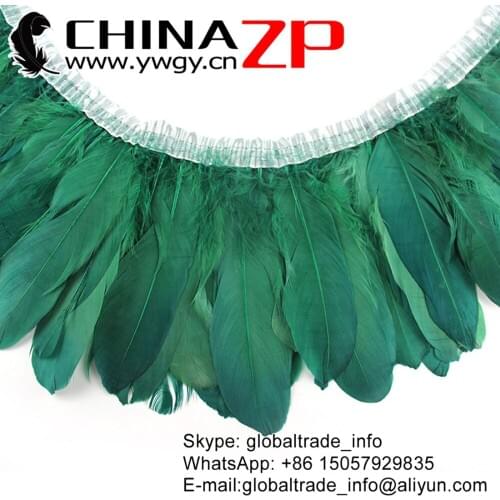 CHINAZP Factory 10yards/lot Gorgerous and Graceful Kelly Green Dyed Goose Satinettes Nagoire Feather Trim Fringe