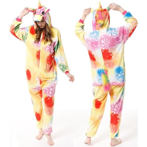 2020 Winter Animal Pajamas Unicorn Stitch Onesies Women Sleepwear Kigurumi Pijamas For Adults Cartoon Hooded Nightwear Pyjamas