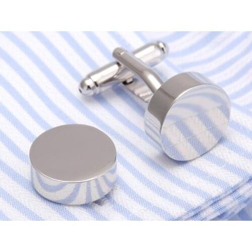 10pairs/lot Classic Silver Round Plain Cufflinks Simple Fashion Cuff Links Suit Cuff Button Mens Jewelry Business Gift
